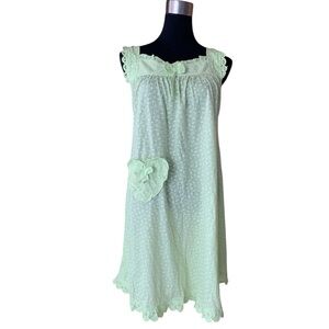 Vintage 90s Sleeveless A Line Dress Embroidered Lace Sleeves Ruffle Hem Cotton M